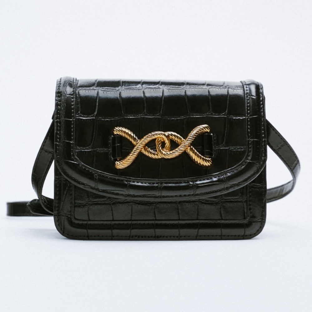 NWT | Zara Buckle Detail Animal Print Crossbody Bag